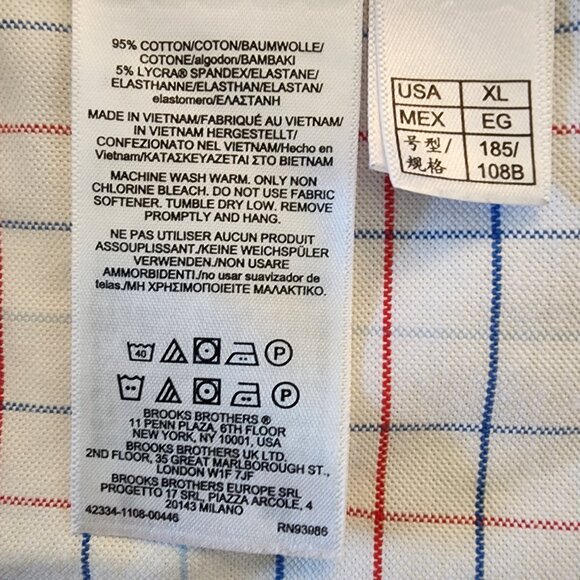 Brooks Brothers Men's XL Polo L/S Button Down Shirt White/Red/Blue A274 - Picture 4 of 9